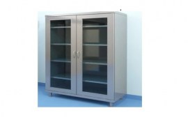 Armário Inox Com Duas Portas Com Vidro - 1600 Mm X 350 Mm X 2000 Mm - PA 50